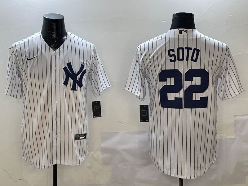 Men New York Yankees #22 Soto White Stripe Game 2025 Nike MLB Jersey style 1->new york yankees->MLB Jersey